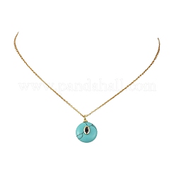 Natural & Synthetic Mixed Stone Geometric Pendant 304 Stainless Steel Cable Chain Necklaces&nbsp;NJEW-JN06675