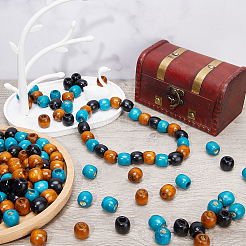 180Pcs 3 Colors Natural Wood Dyed Beads&nbsp;WOOD-GF0002-04