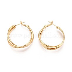 Twist Brass Hoop Earrings&nbsp;EJEW-T047-100G