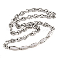 304 Stainless Steel Cable Chain Rhombus Link Chain Necklaces for Men Women&nbsp;NJEW-G186-01P-01