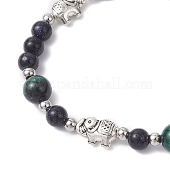 Synthetic Blue Goldstone & Natural Tiger Eye Beads Stretch Bracelets for Women&nbsp;BJEW-JB12622