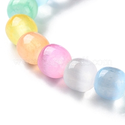 Dyed Natural Selenite Round Beaded Stretch Bracelets for Women&nbsp;BJEW-G731-01A