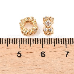 Brass Micro Pave Clear Cubic Zirconia Rondelle European Beads&nbsp;KK-L261-08G