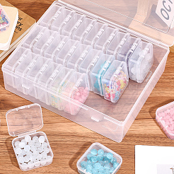 Rectangle Plastic Organizer Storage Boxes with 30Pcs Mini Square Nail Art Small Items Cases&nbsp;CON-PA0001-09