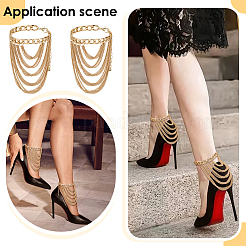 4Pcs Alloy Multi-Layered Chain Tassel High Heel Decor Anklets for Women&nbsp;AJEW-PH0007-78G