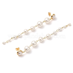 Shell Pearl Tassel Stud Earrings for Women&nbsp;EJEW-JE06195-01