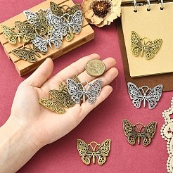 15Pcs 3 Styles Butterfly Tibetan Style Alloy Pendant Rhinestone Settings&nbsp;TIBEP-YW0002-23