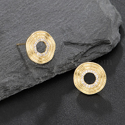 Brass Micro Pave Clear Cubic Zirconia Stud Earrings&nbsp;WGCEDD0-01