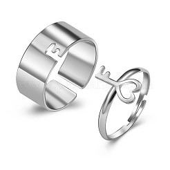 2Pcs Couple Alloy Cuff Rings for Men Women&nbsp;FS-WG1C6B4-01
