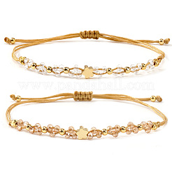 2Pcs Brass & Glass Beads Braided Bead Bracelets for Women&nbsp;IU7406-1