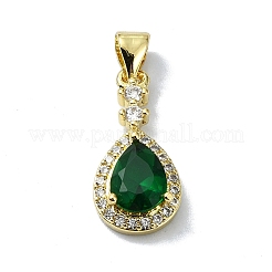 Rack Plating Real 18K Gold Plated Brass Micro Pave Cubic Zirconia Pendants&nbsp;KK-B084-07G
