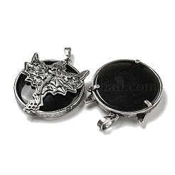 Natural Obsidian Flat Round Pendants&nbsp;G-F766-05AS-01