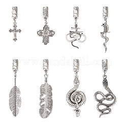 16Pcs 8 Styles Tibetan Style Alloy Cord Ends with Pendants&nbsp;FIND-TA0004-20