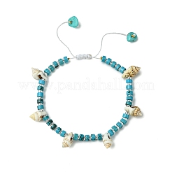 Natural Magnesite & Synthetic Turquoise Bead Charm Bracelets&nbsp;BJEW-JB11517-01