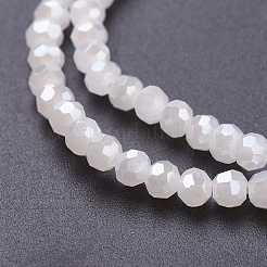 Faceted(32 Facets) Round Electroplate Imitation Jade Glass Beads Strands&nbsp;X-EGLA-D021-03