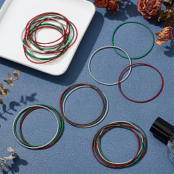 30Pcs 3 Color Iron Thin Wrap Bangles Set for Women&nbsp;BJEW-BC0001-29