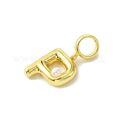 Rack Plating Brass with ABS Plastic Pearl European Dangle Charms&nbsp;KK-G501-02P-G