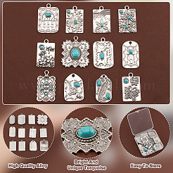 24Pcs 12 Styles Synthetic Turquoise Pendants&nbsp;PALLOY-PH0002-20