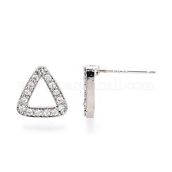 Alloy & Clear Cubic Zirconia Triangle Stud Earrings&nbsp;PALLOY-N187-02P
