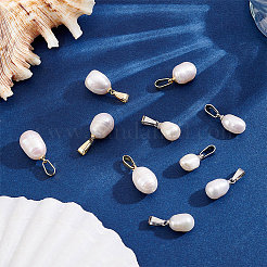 10Pcs 2 Styles Natural Cultured Freshwater Pearl Rice Pendants&nbsp;PALLOY-BBC00006