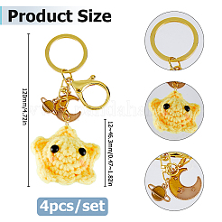 4Pcs Handmade Yarn Star with Alloy Enamel Pendant Keychains&nbsp;KEYC-HS00019
