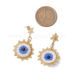 Synthetic Blue Goldstone Ear Studs&nbsp;EJEW-MZ00238