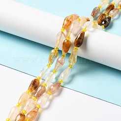 Natural Yellow Hematoid Quartz/Golden Healer Quartz Beads Strands&nbsp;G-B028-A08
