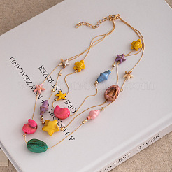 Alloy and Resin Shell 3 Layered Starfish Shell Shaped Necklaces&nbsp;FS-WGB8379-01
