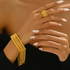 Vintage Middle Eastern Alloy Hollow Bracelet and Ring Set for Wedding&nbsp;FS3681