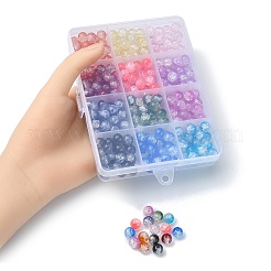 360Pcs 12 Colors Transparent Crackle Baking Paint Glass Beads Strands&nbsp;DGLA-YW0001-12