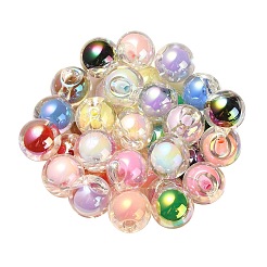 Transparent UV Plating Rainbow Iridescent Acrylic European Beads&nbsp;OACR-F006-09