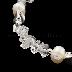 Natural Quartz Crystal Rock Crystal Chips Beaded Bracelets&nbsp;BJEW-M315-02P