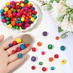 800pcs 3 Styles Dyed Natural Wood Beads&nbsp;WOOD-PA0001-23