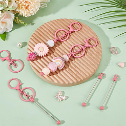 20Pcs 2 Styles Baking Paint Zinc Alloy Keychain Claspsp with Iron Bar Beadable Keychain&nbsp;FIND-SC0009-54A