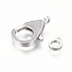 Brass Micro Pave Cubic Zirconia Lobster Claw Clasps&nbsp;ZIRC-F109-07P