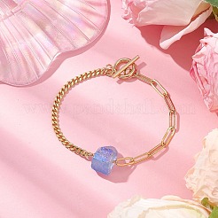 Electroplated Hexagon Prism Natural Quartz Link Bracelets&nbsp;BJEW-JB10753