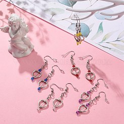 Heart with Acrylic Beaded Dangle Earrings&nbsp;EJEW-JE05064