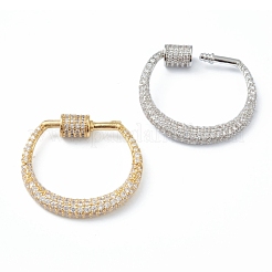 Brass Clear Cubic Zirconia Screw Carabiner Lock Clasps&nbsp;KK-B030-01