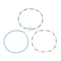 3Pcs 3 Styles Glass Seed Beads Stretch Bracelets for Women&nbsp;BJEW-MZ00345-01