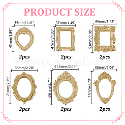 12Pcs 6 Styles Resin Embossed Photo Frames&nbsp;AJEW-AR0005-59B