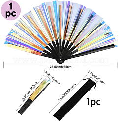1Pc Bamboo with Oxford Fabric Glitter Powder Folding Fans&nbsp;AJEW-SP0003-77E