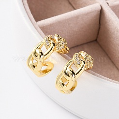 Rack Plating Brass Micro Pave Clear Cubic Zirconia Cuff Earrings&nbsp;EJEW-H147-11G