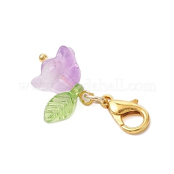 Transparent Two Tone Spray Painted Glass Flower Pendant Decorations&nbsp;HJEW-MZ00325