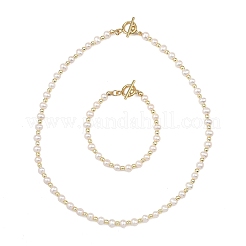 Natural Cultured Freshwater Pearl & Electroplate Non-magnetic Synthetic Hematite Beads Beaded Neckalces & Bracelets Jewelry Sets for Women&nbsp;SJEW-JS01381
