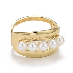 Alloy Chunky Wide Open Cuff Bangle with Plastic Pearl for Women&nbsp;BJEW-K223-05KCG