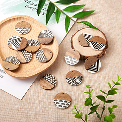 16Pcs 4 Styles Resin & Walnut Wood Pendants&nbsp;RESI-CW0001-13