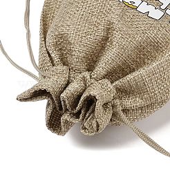 Christmas Printed Burlap Packing Pouches Drawstring Bags&nbsp;ABAG-Q053-02B-11