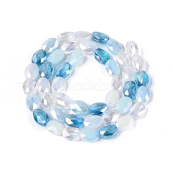 Electroplate Imitation Jade & Opaque & Transparent Glass Beads Strands&nbsp;EGLA-Q135-6x8MM-01F