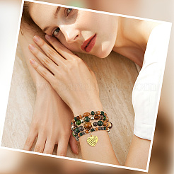 1 Set Boho Style Wood Beaded Stretch Bracelet Sets for Women&nbsp;BJEW-SP0001-12