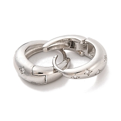 Brass Pave Clear Cubic Zirconia Hoop Earrings for Women&nbsp;EJEW-U015-20P